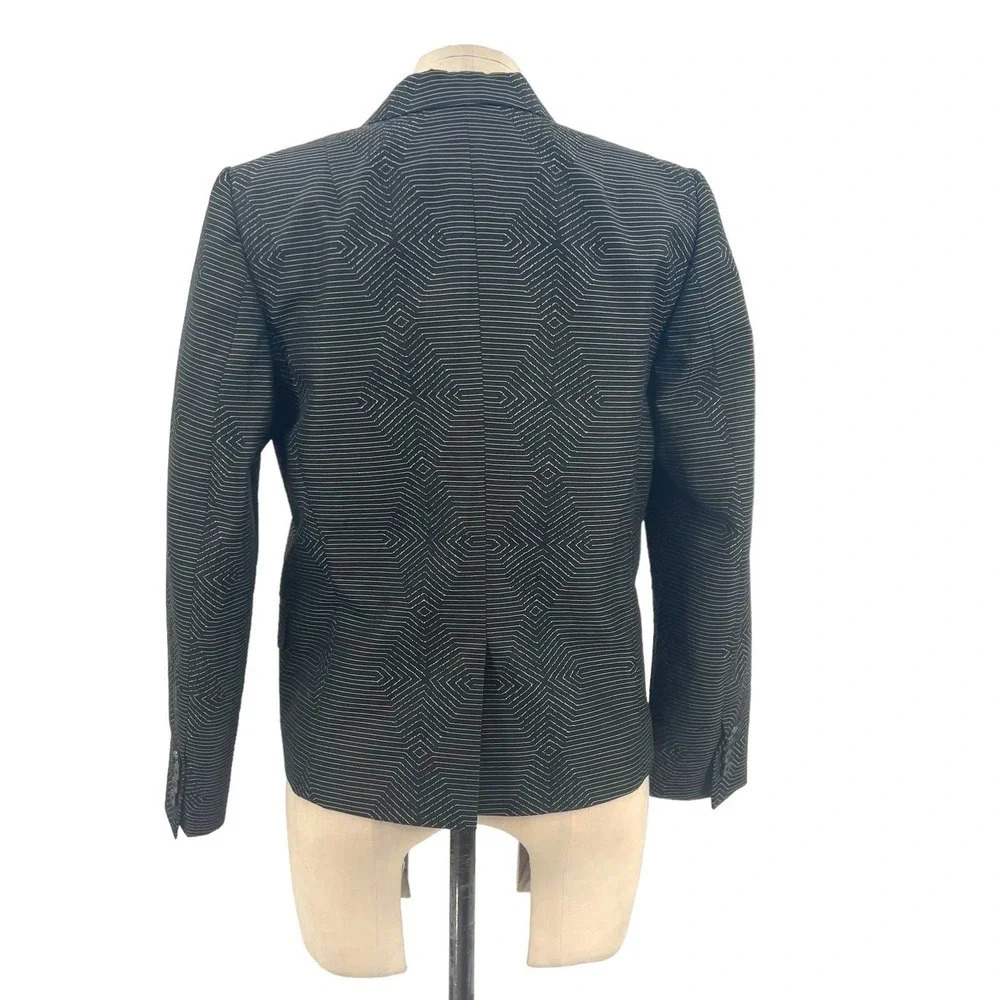 Dries Van Noten Black Geometric Print Woven Blazer Jacket Size 38 US 6 - Picture 8 of 12